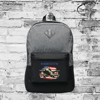 Born to Fly Vintage Airplane USA Flag Aviation Port Authority® Backpack