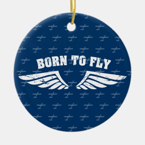 Born To Fly Wings _ Blue Ceramic Ornament