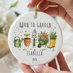 Born to Garden Personalized Gardener Ceramic Ornament