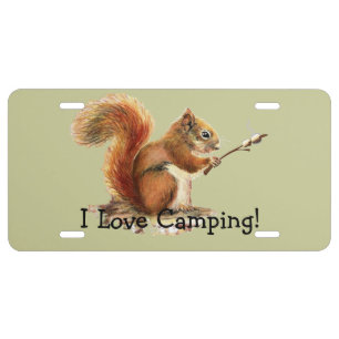 BORN TO GO CAMPING Fun Squirrel Cute Animal Quote License Plate