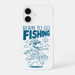 Born To Go Fishing - Cool Fish Dino T-rex Lovers  iPhone 16 Case