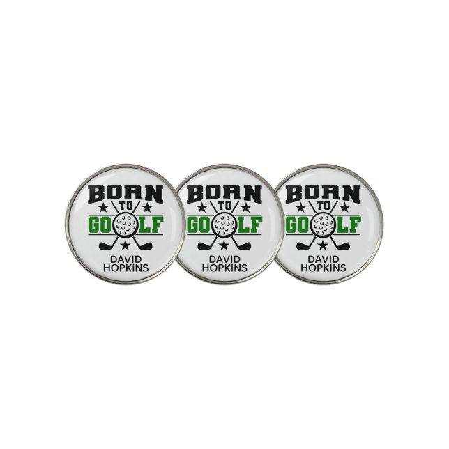 Born To Golf Monogram Green Ball Marker (3 Up)