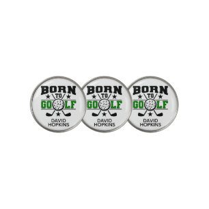 Born To Golf Monogram Green Golf Ball Marker