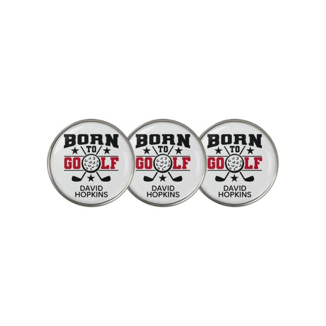 Born To Golf Monogram Red Ball Marker (3 Up)