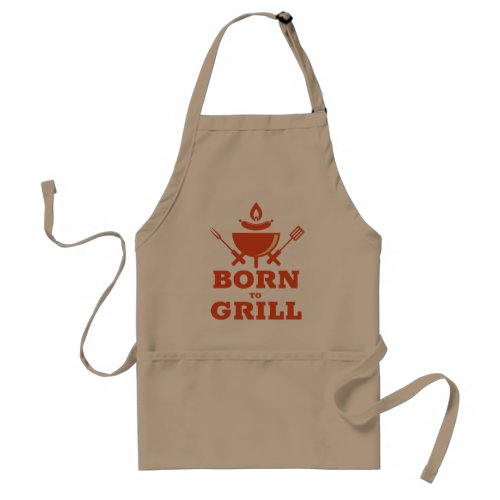 Born to grill  BBQ illustration Adult Apron