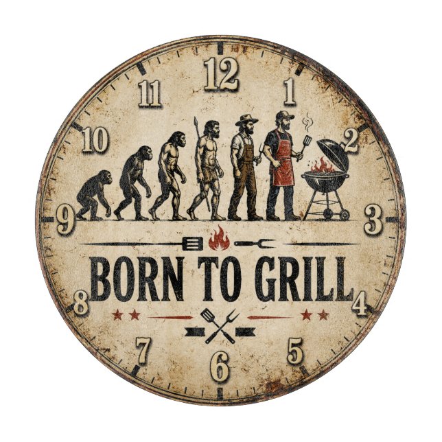 Born to Grill Funny BBQ Evolution Cutting Board (Front)