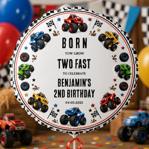 Born to Grow Two Fast Monster Trucks 2nd Birthday Balloon