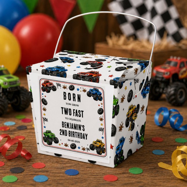 Born to Grow Two Fast Monster Trucks 2nd Birthday Favor Boxes (Born to Grow Two Fast Monster Trucks 2nd Birthday Favor Boxes
)