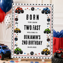 Born to Grow Two Fast Monster Trucks 2nd Birthday