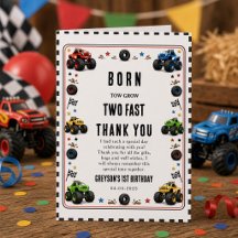 Born to Grow Two Fast Monster Trucks 2nd Birthday