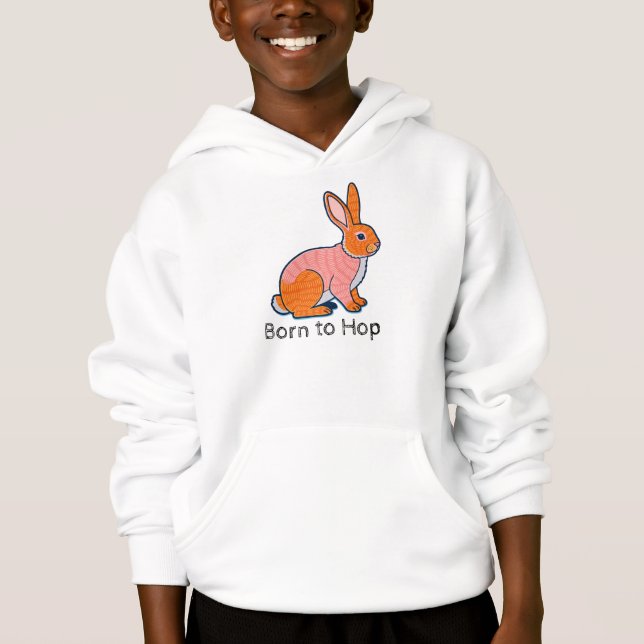 Born to hop Rabbit Illustration  Hoodie (Front)