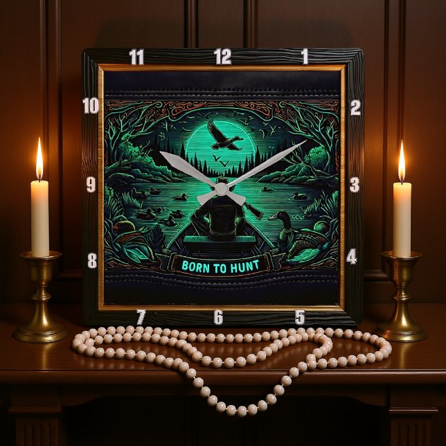 Born to Hunt Hunter Square Wall Clock (Creator Uploaded)