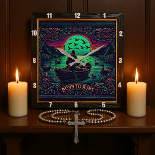 Born to Hunt Hunter's Serenity Square Wall Clock
