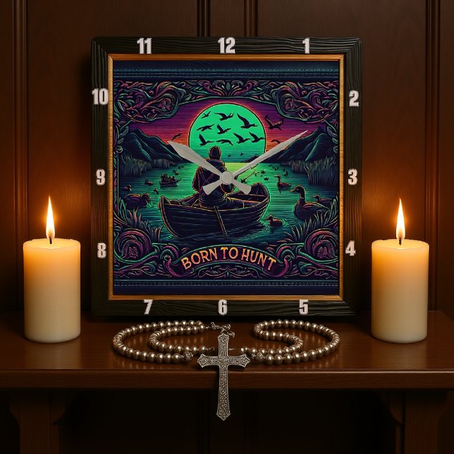 Born to Hunt Hunter's Serenity Square Wall Clock (Creator Uploaded)