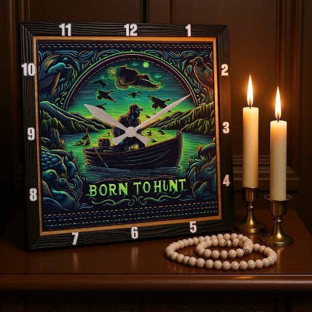 Born to Hunt Hunting at Dawn Square Wall Clock (Creator Uploaded)