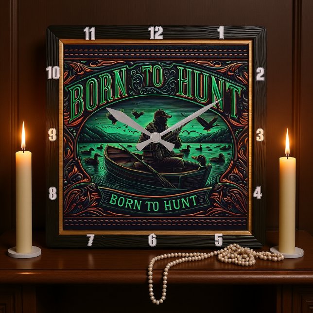 Born to Hunt Square Wall Clock (Creator Uploaded)