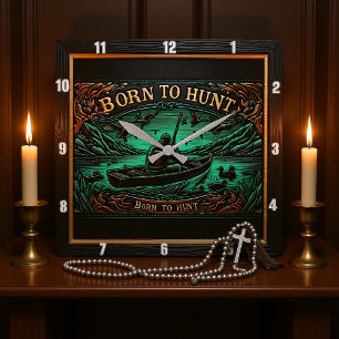 Born to Hunt Still Waters, Still Hunt Square Wall Clock