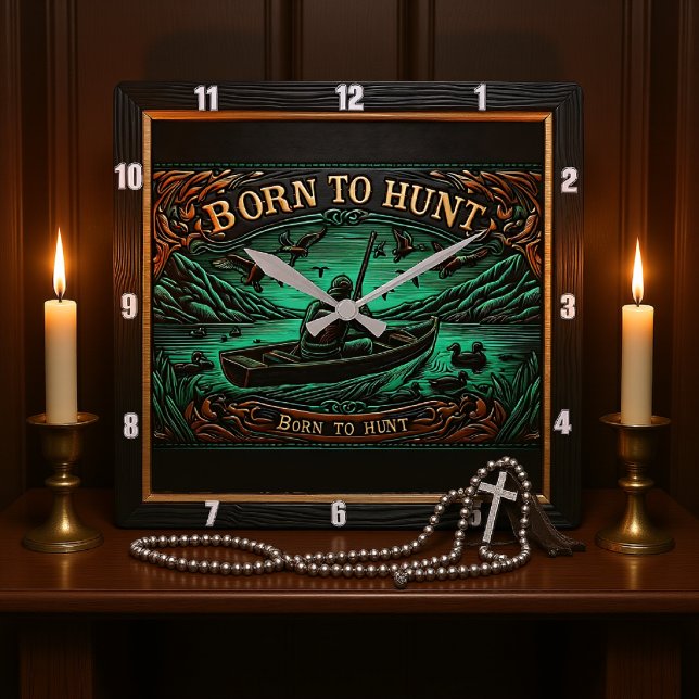 Born to Hunt Still Waters, Still Hunt Square Wall Clock (Creator Uploaded)