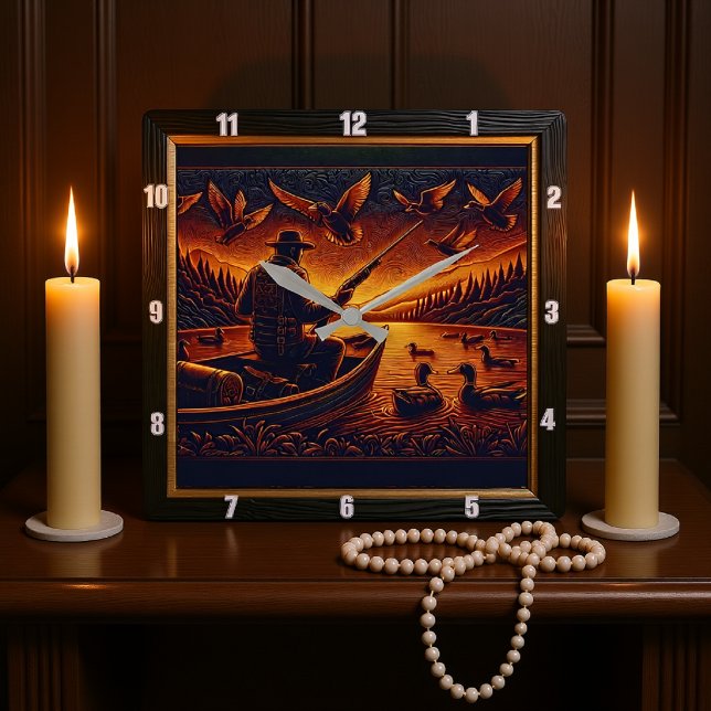 Born to Hunt Sunrise Duck Hunter Square Wall Clock (Creator Uploaded)