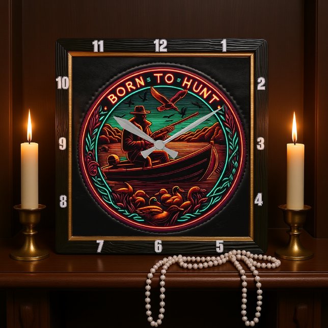 Born to Hunt The Hunter's Call Square Wall Clock (Creator Uploaded)
