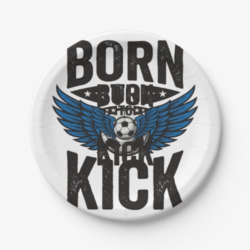 Born To Kick Vintage Soccer Wings Shirt Design_1 Paper Plates