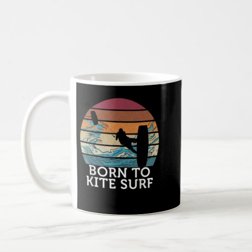 Born To Kite Surf Vintage Retro Sunset Beach Surfi Coffee Mug