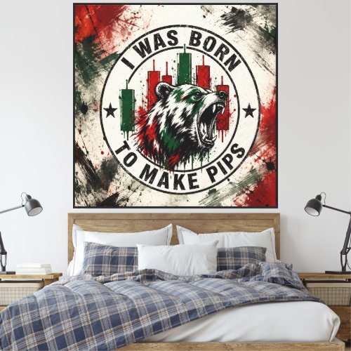Born to Make Pips -Black Red & Green Grunge Bear Canvas Print