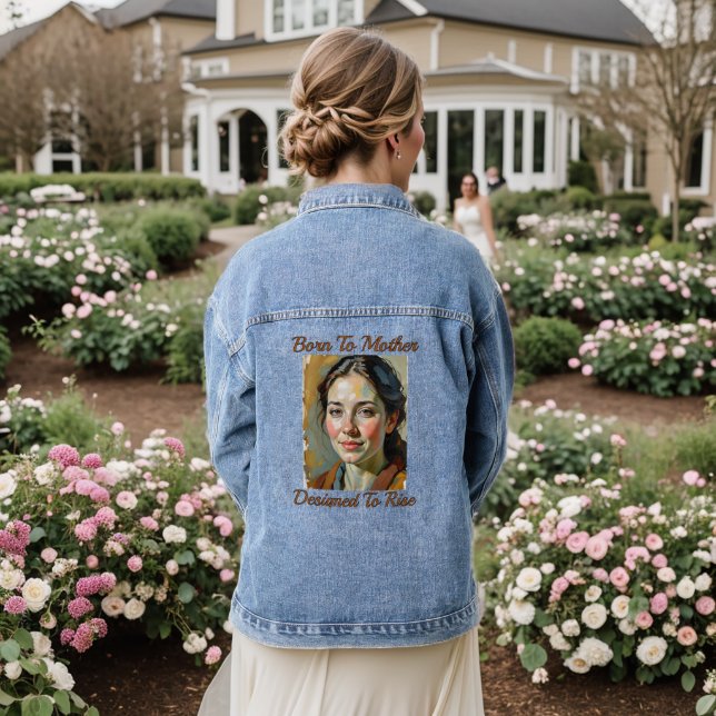 Born to Mother Quote Denim Jacket (Wedding Back)