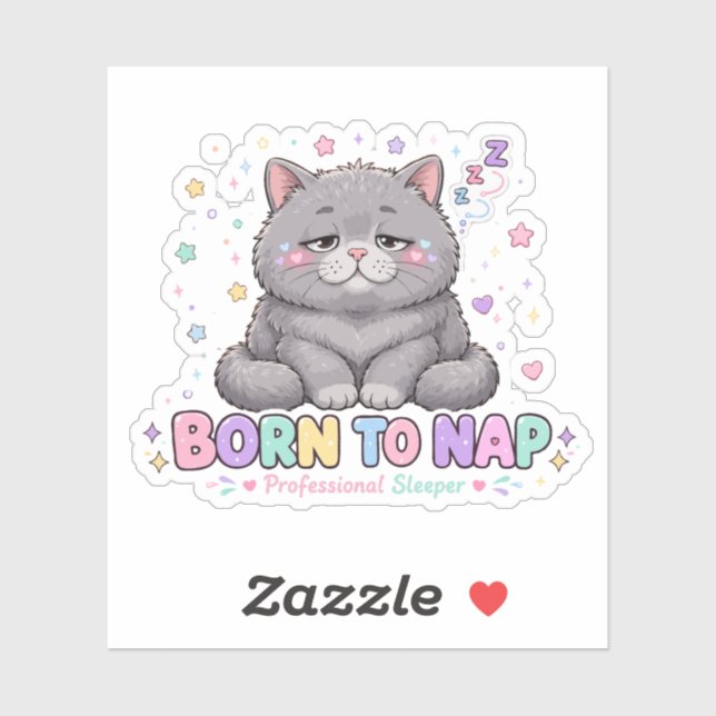 Born to Nap Kawaii Cat Sticker (Sheet)