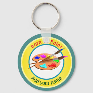 Born To Paint Personalized Keychain