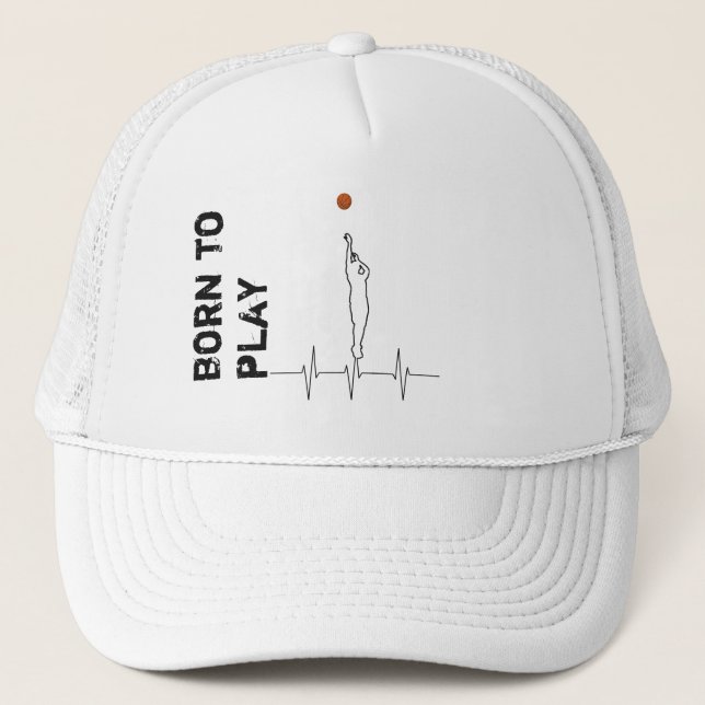 Born to play basketball trucker hat (Front)