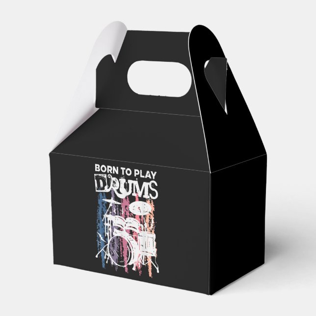 Born To Play Drums Drumming Rock Music Band Drumme Favor Boxes (Front Side)