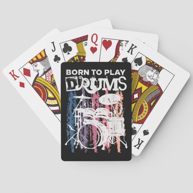 Born To Play Drums Drumming Rock Music Band Drumme Poker Cards (Back)