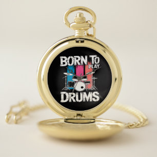 Born To Play Drums Pocket Watch