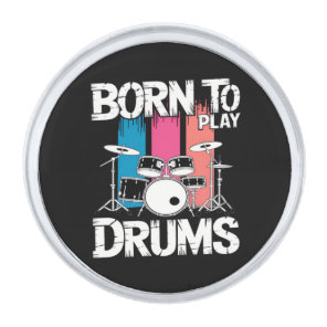 Born To Play Drums Silver Finish Lapel Pin