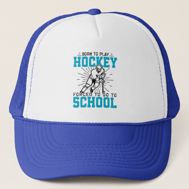 Born To Play Hockey Colorful Birthday Present Cool Trucker Hat (Front)