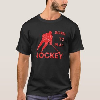 Born to play Hockey T-shirt name red