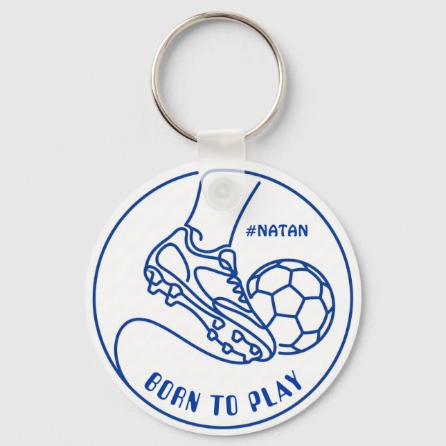 Born to Play Soccer & Name Keychain (Front)