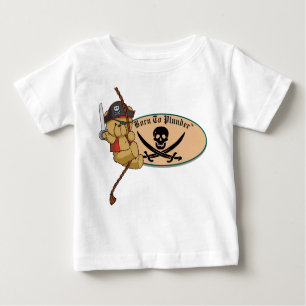 Born To Plunder - Teddy Bear Pirate on Rope Baby T-Shirt