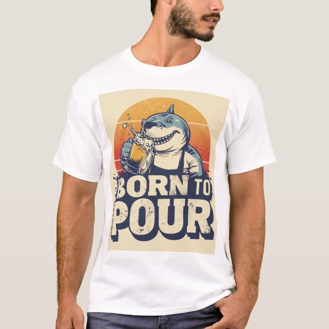 Born To Pour Shark Bartender Shirt (Front)