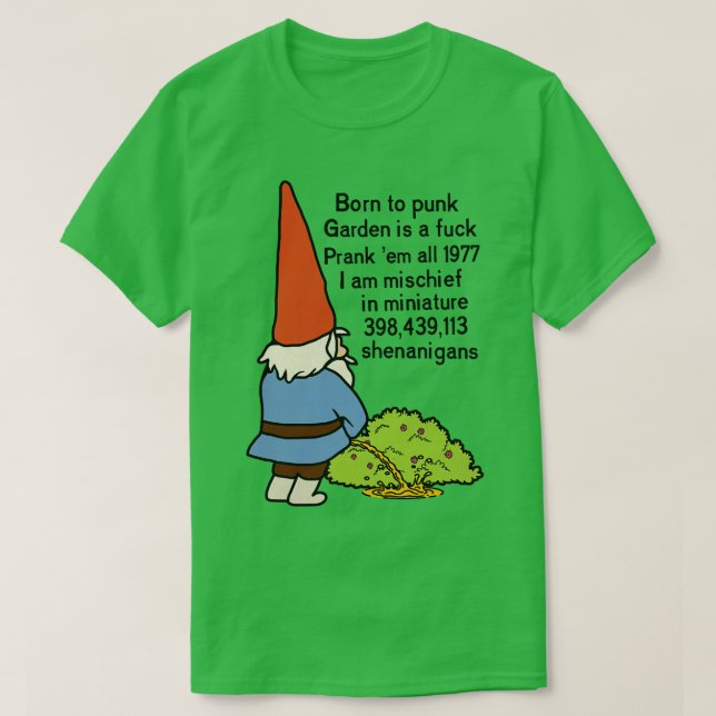 Born to Punk Garden Gnome T-Shirt (Design Front)