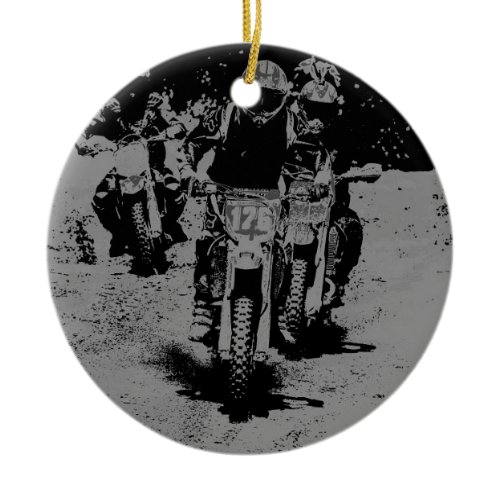 "Born to Race" Motocross Dirt-Bike Champion Racer Ceramic Ornament