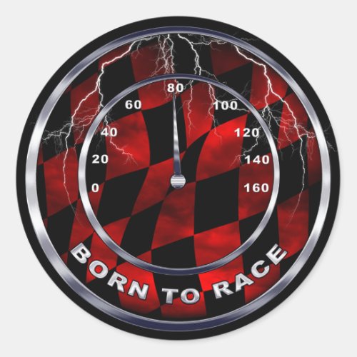 Born to race speedometer classic round sticker