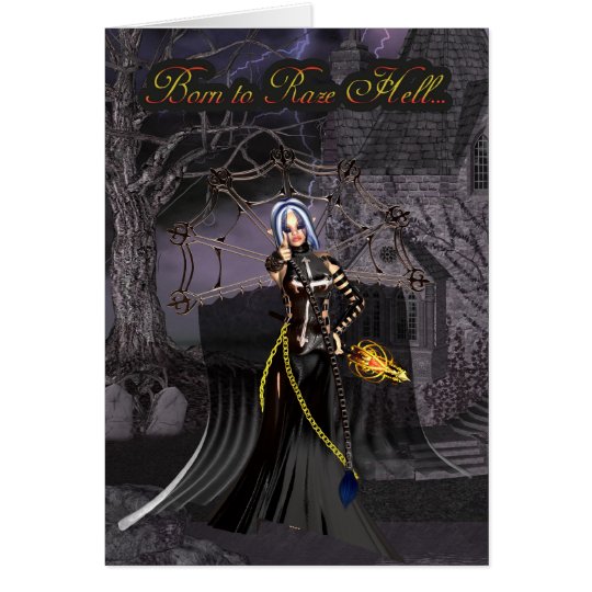 Born to Raze Hell Birthday Gothic Greeting Card