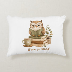Born to Read Cute Owl Book Lover Accent Pillow