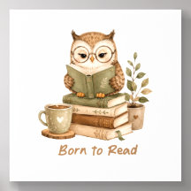 Born to Read Cute Owl Book Lover Design Photo Tile