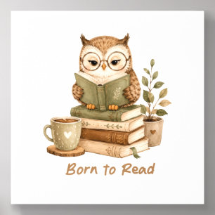 Born to Read Cute Owl Book Lover Design Photo Tile