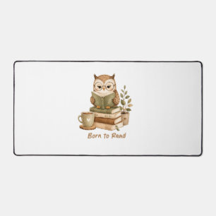Born to Read Cute Owl Book Lover Desk Mat