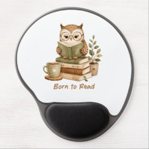 Born to Read Cute Owl Book Lover Gel Mousepad