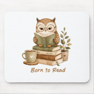 Born to Read Cute Owl Book Lover mousepad